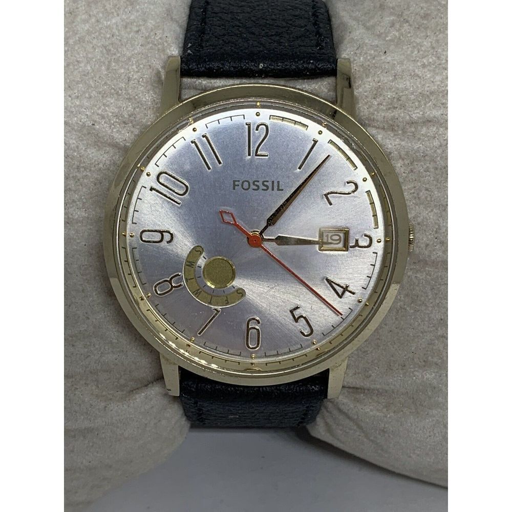 Fossil ES3750 Women Black Leather Analog Silver Dial Quartz Genuine Watch HK823